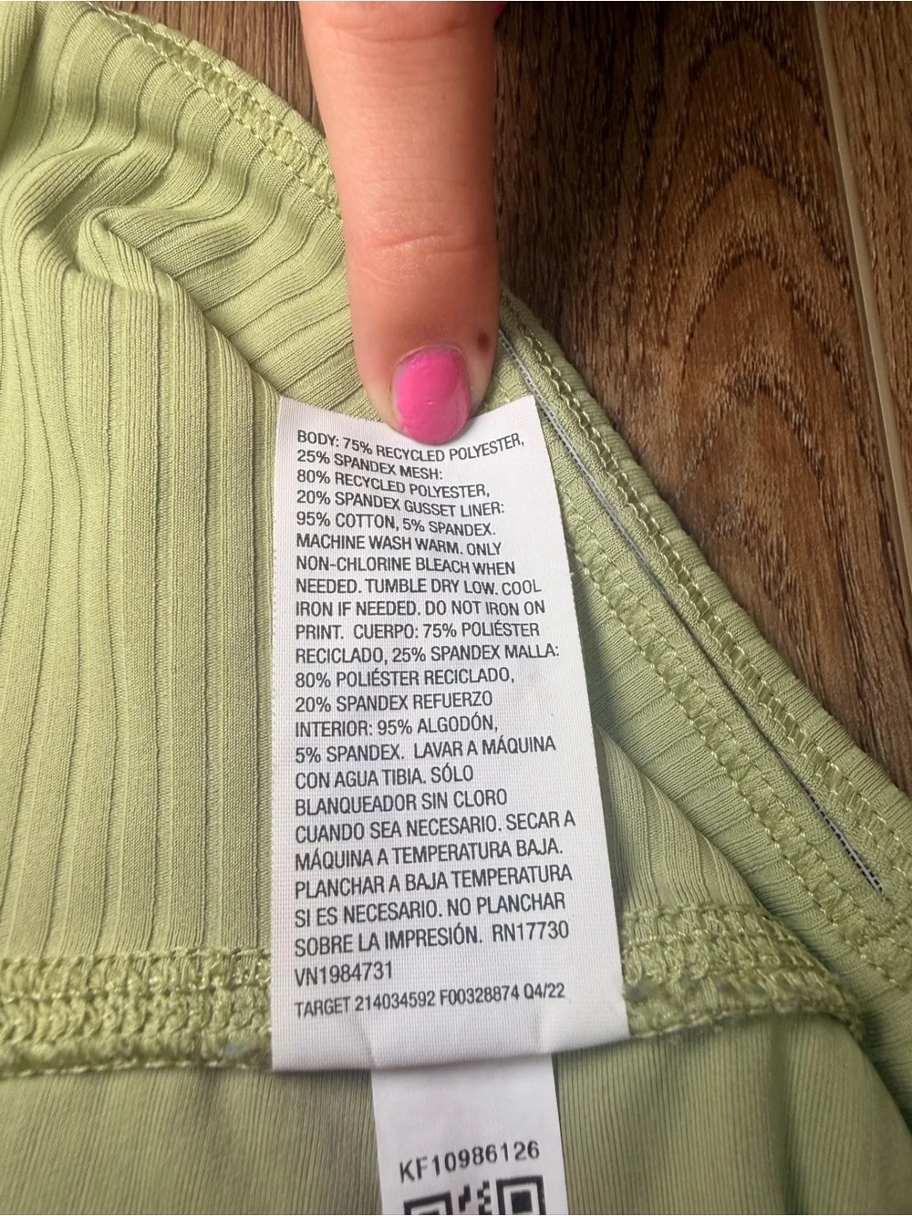 All In Motion Ribbed High Rise Leggings‎ Pistachio Green Yoga Athleisure Large
